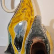 Pair of large zoomorphic pitchers in glazed ceramic, Vallauris, 1960.