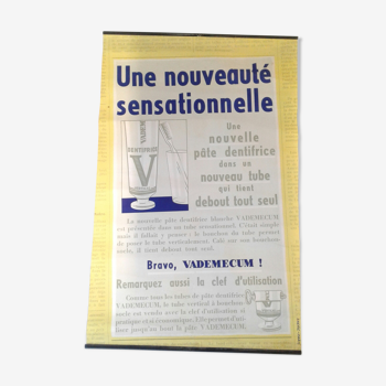 Affiche publicitaire pâte dentifrice Vademecum vintage