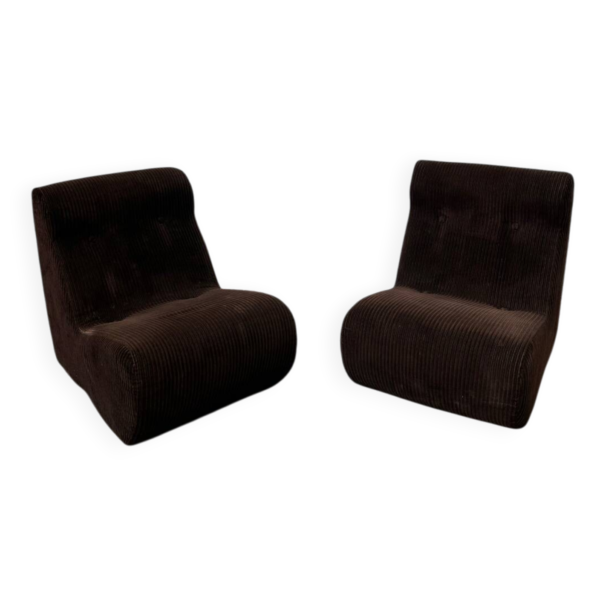 Pair of brown corduroy armchairs