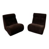 Pair of brown corduroy armchairs