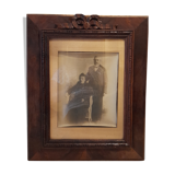 Wooden frame glass with knot and old photo