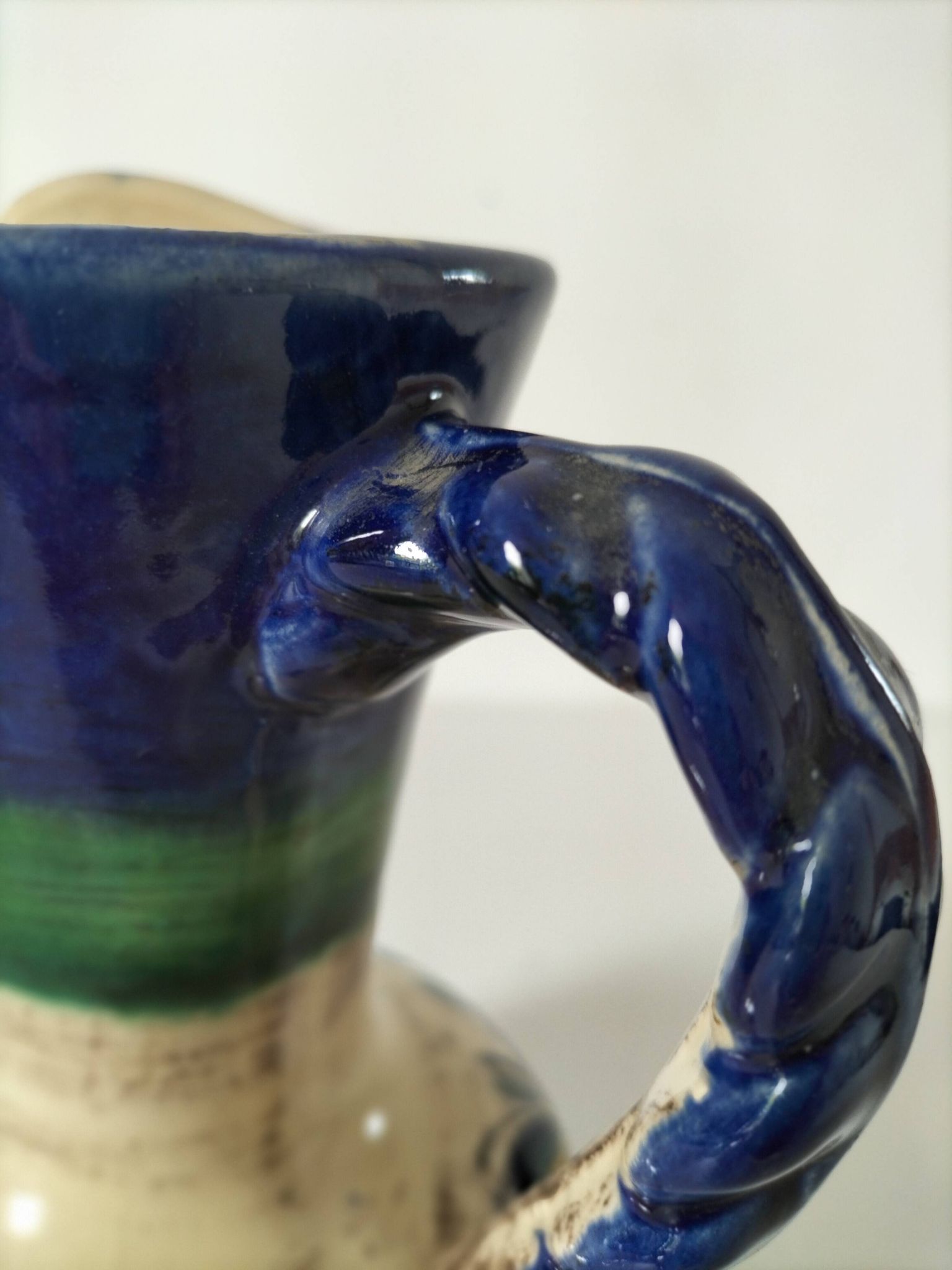 Earthenware pitcher with rustic floral decoration – 1950s-1970s