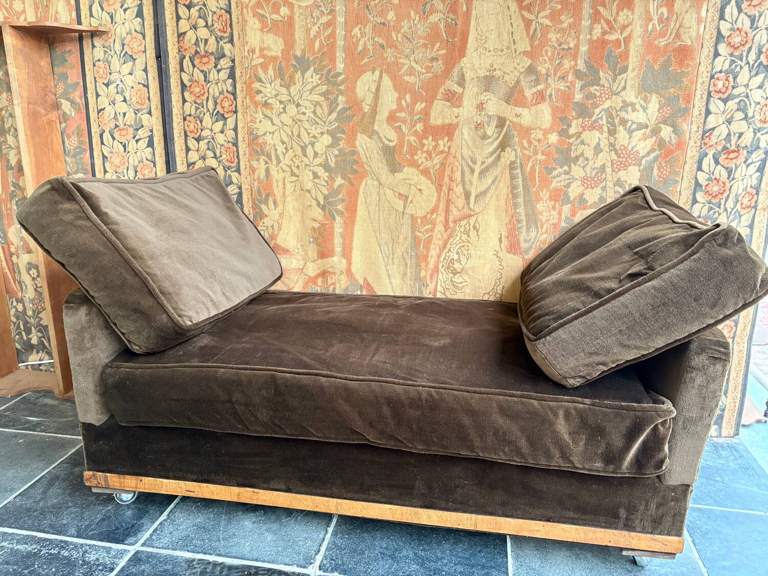 Brown velvet living room