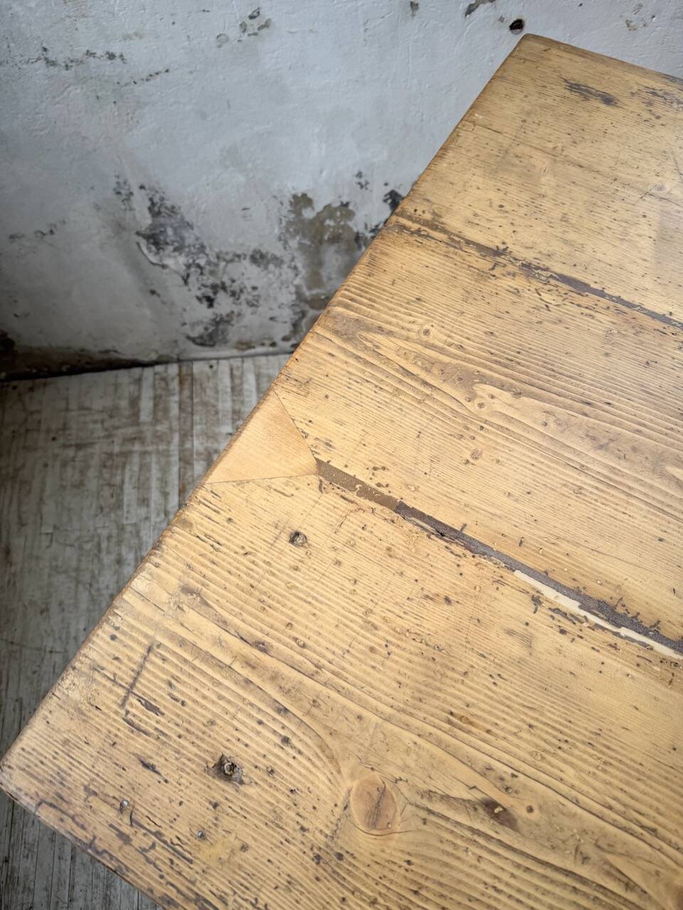 Pine and oak farmhouse table with multiple drawers, communal type, 240cm.