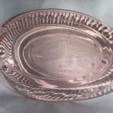 Plat oval verre rose bord ondulé
