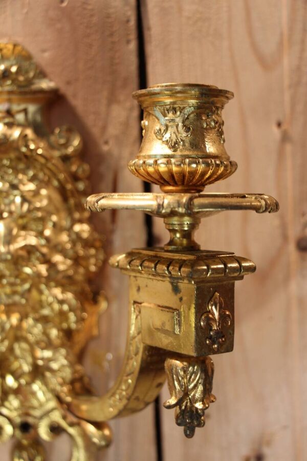 Paire d'appliques en bronze doré signées Étienne Giraud à Lyon