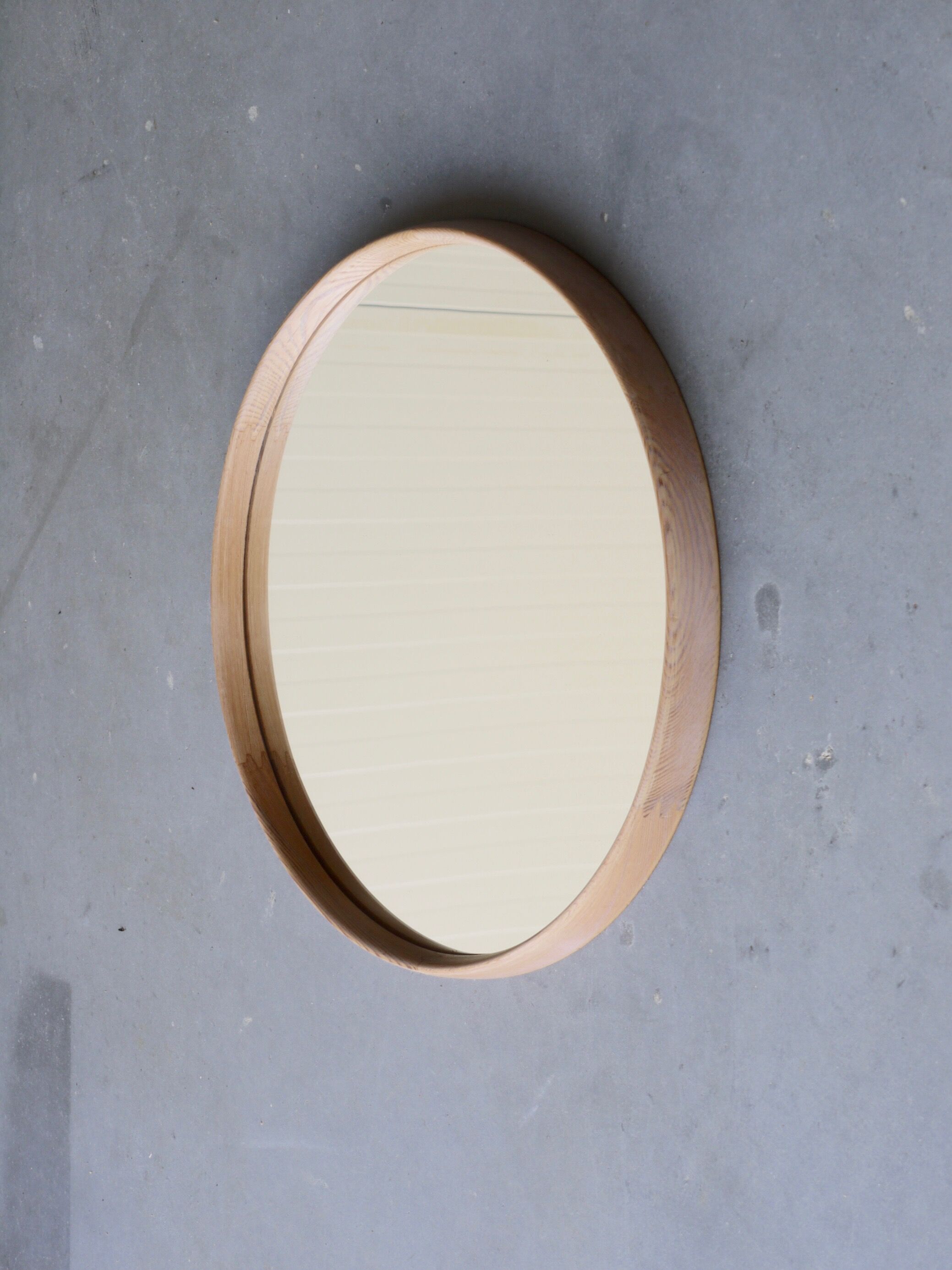 Vintage Scandinavian wooden circular mirror, 1970s