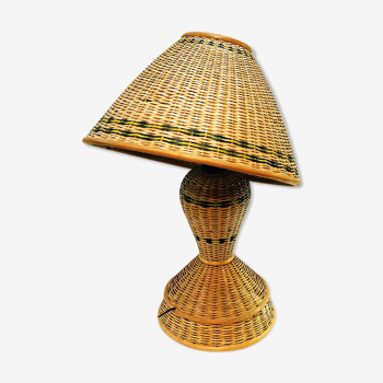 Vintage braided wicker lamp