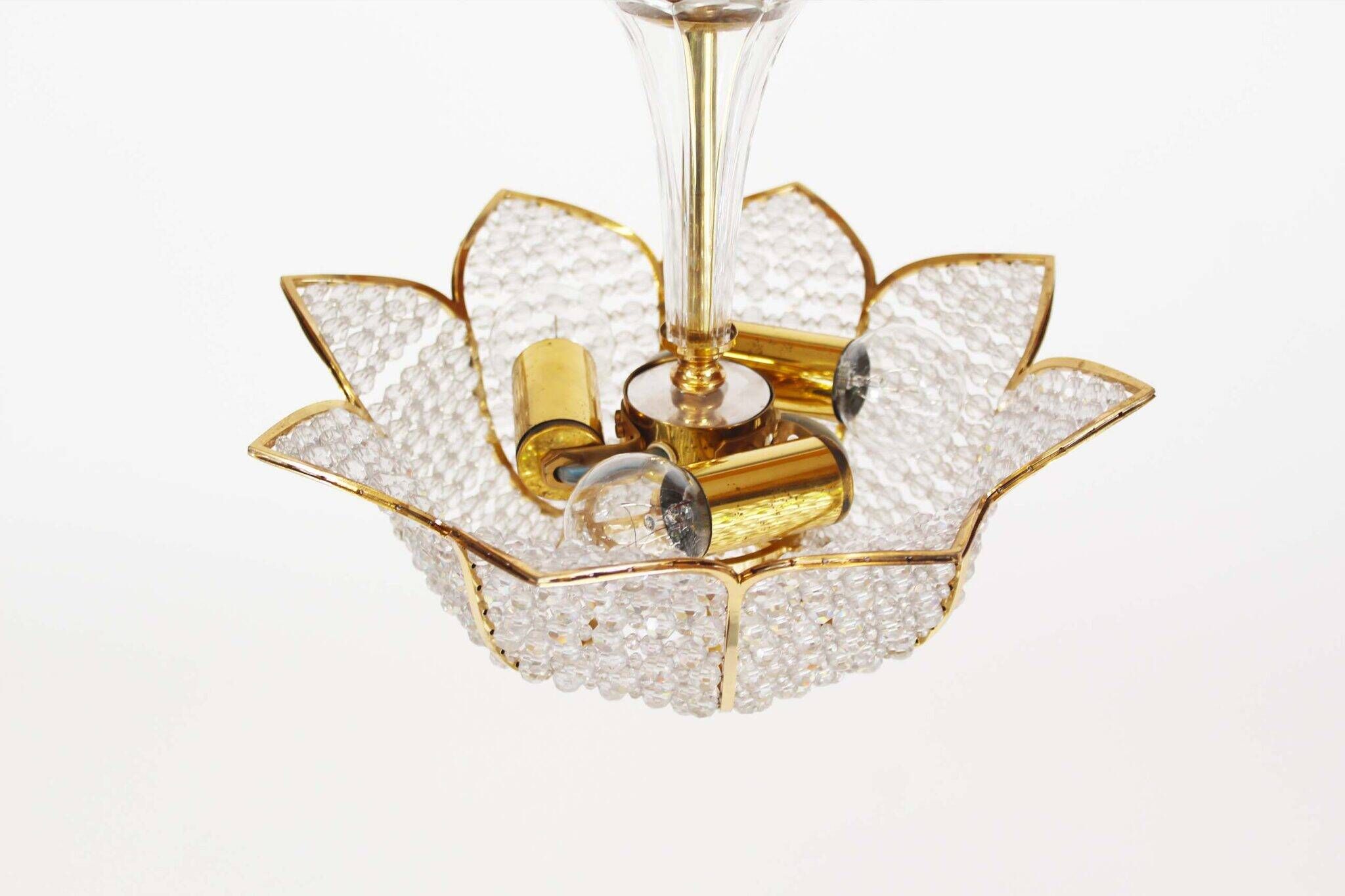 Medium sized crystal glass ‘Tole’ chandelier light by Palwa, Germany 1970’s