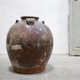 Jarre à huile chinoise ancienne en terre cuite vernissée, XVIII ème siècle