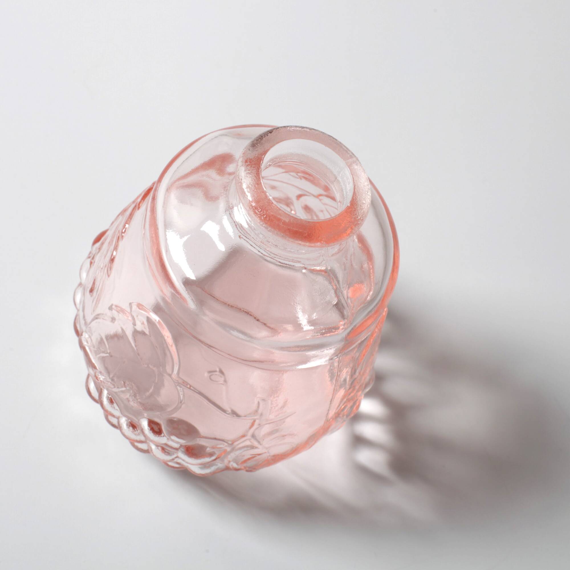 Vintage Small Pink Glass Decanter with Stopper: Mid-Century Empoli Italian