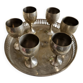 Service à liqueur en Vermeil (Argent Massif 925 doré) - 6 coupes & plateau