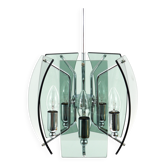 Glass and chrome chandelier in the Fontana Arte style, mid-century, Italy, 1960s.