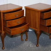Art Deco Walnut Burl Bedside Tables, Set of 2