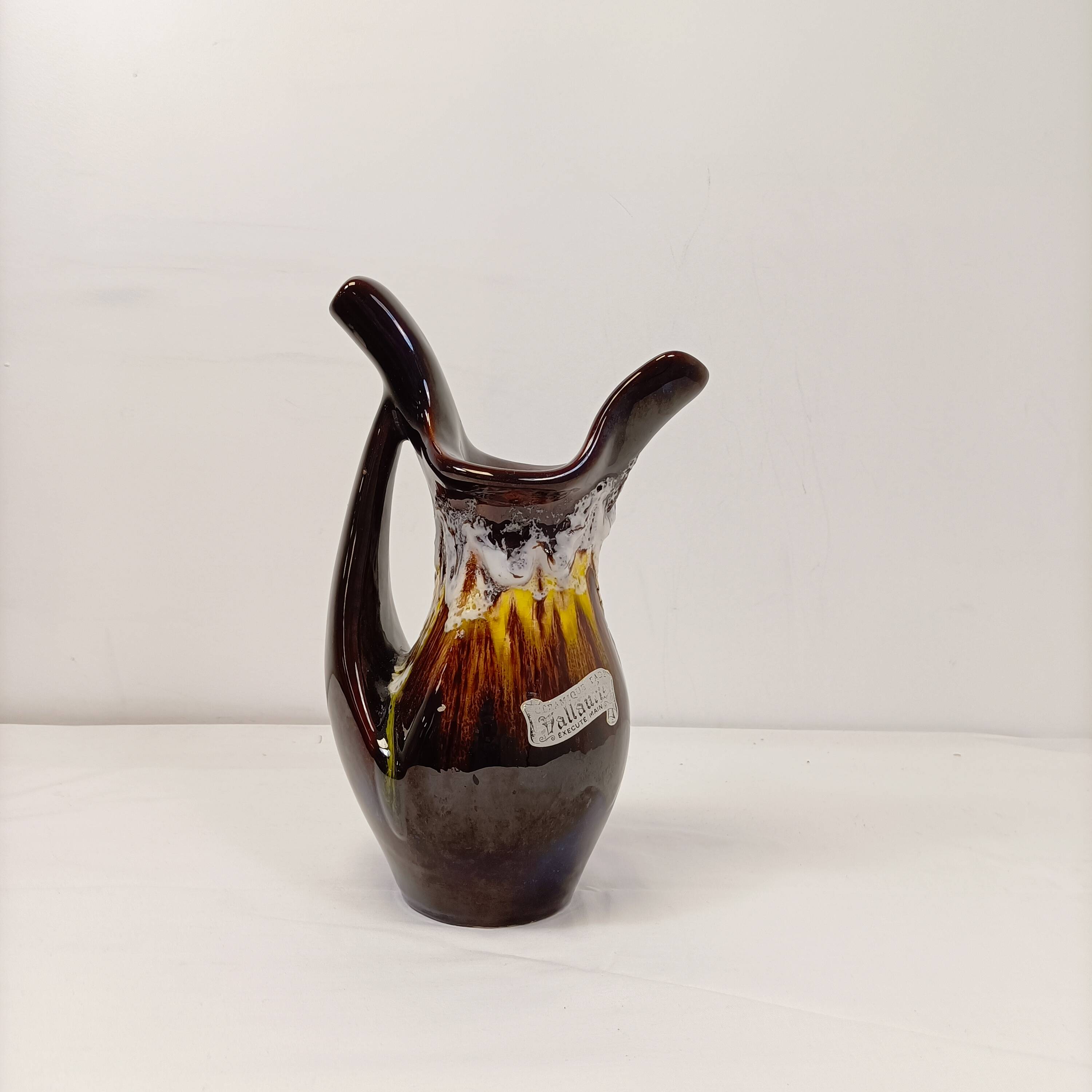 Vallauris Ewer Vintage Glazed Ceramic Vase 50' 60' – 28 cm