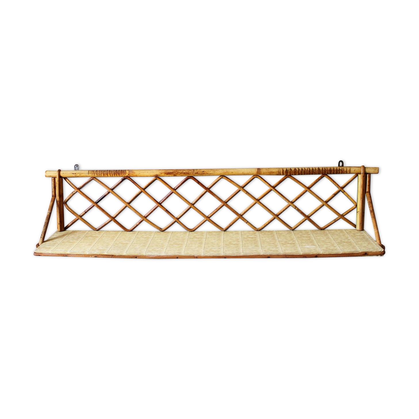 Etagere murale vintage rotin