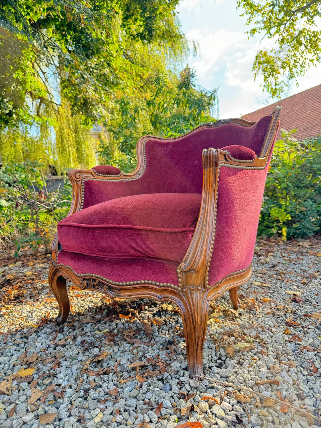 Pair of Louis XV Style Walnut Bergeres, 19th Century