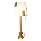 Wooden candle holder mounted as a lamp and its rope lampshade (large).