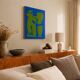 Original cubist canvas painting "happy blue men" by Bodasca