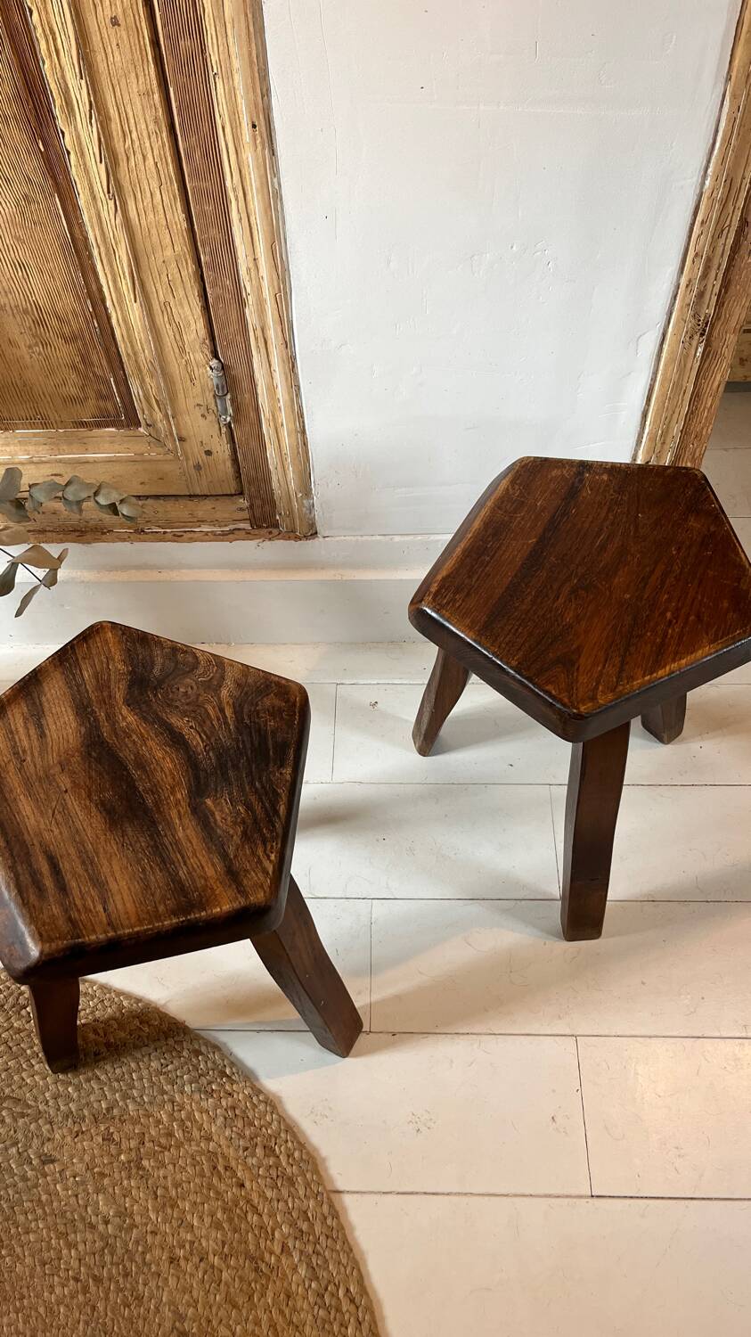 Pair of vintage stools by Olavi Hänninen – Solid oak – 1950s