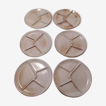 Set of 6 fondue plates in sandstone from the Marais France