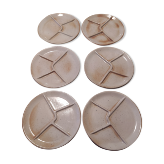 Set of 6 fondue plates in sandstone from the Marais France