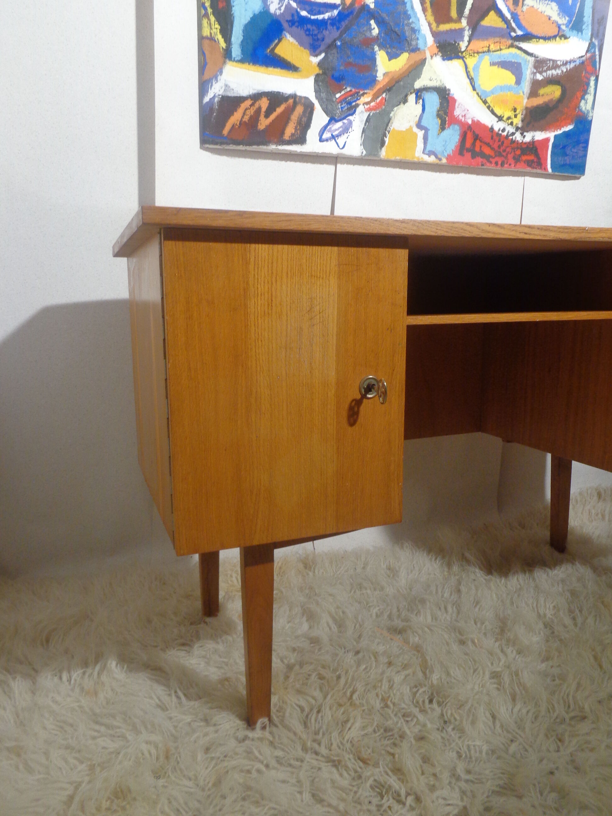 Scandinavian vintage light wood desk of the 60s