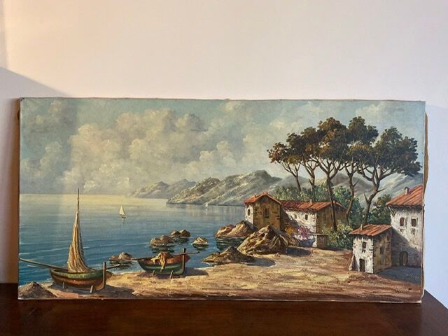 Old painting, Marine, the Riviera , signed 50/60