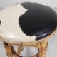 Bamboo bar stool with leatherette seat in cow print, 1950s