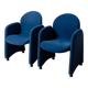 Paire de fauteuils en velours bleu avec pieds ronds en acrylique - design italien des années 1970.