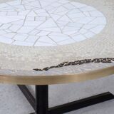 Mosaic and Brass Coffee Table attributed to Berthold Müller, 1950s