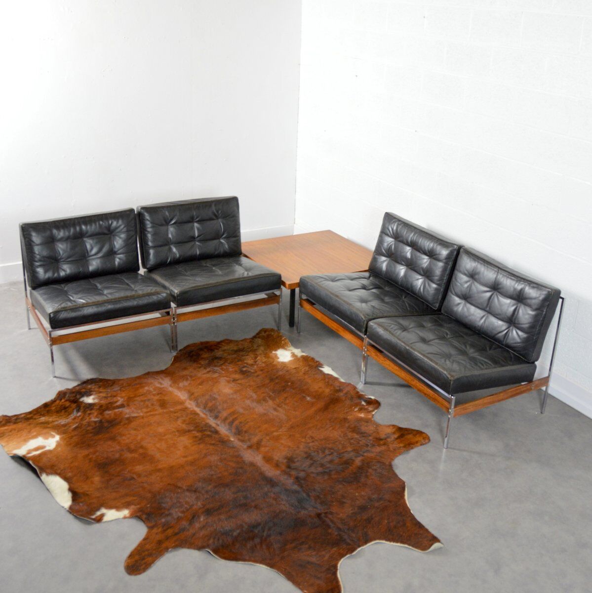 Suite of 4 low chairs or sofa 1950 vintage