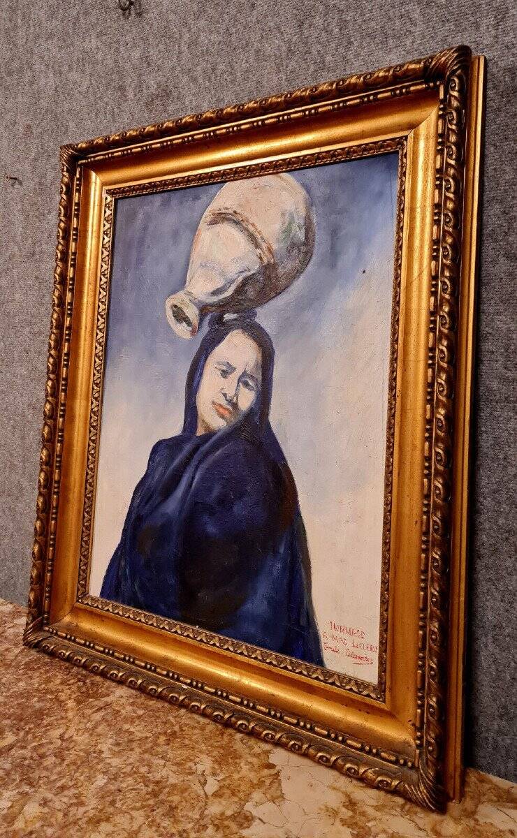 Oil on canvas homage to mad leclercq: orientalist school around 1950