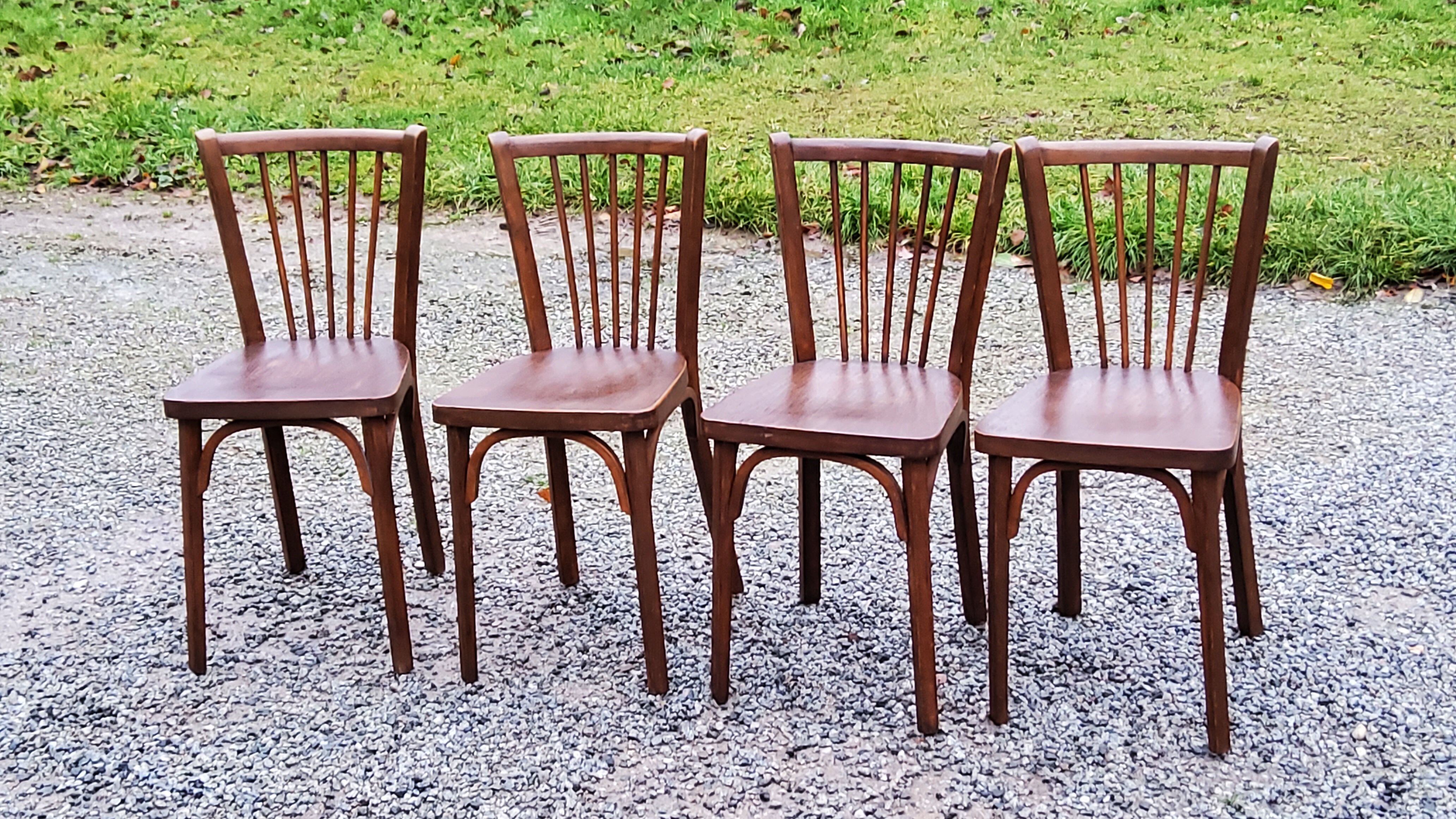 Set of 4 Baumann bistro chairs from the 50s stamped