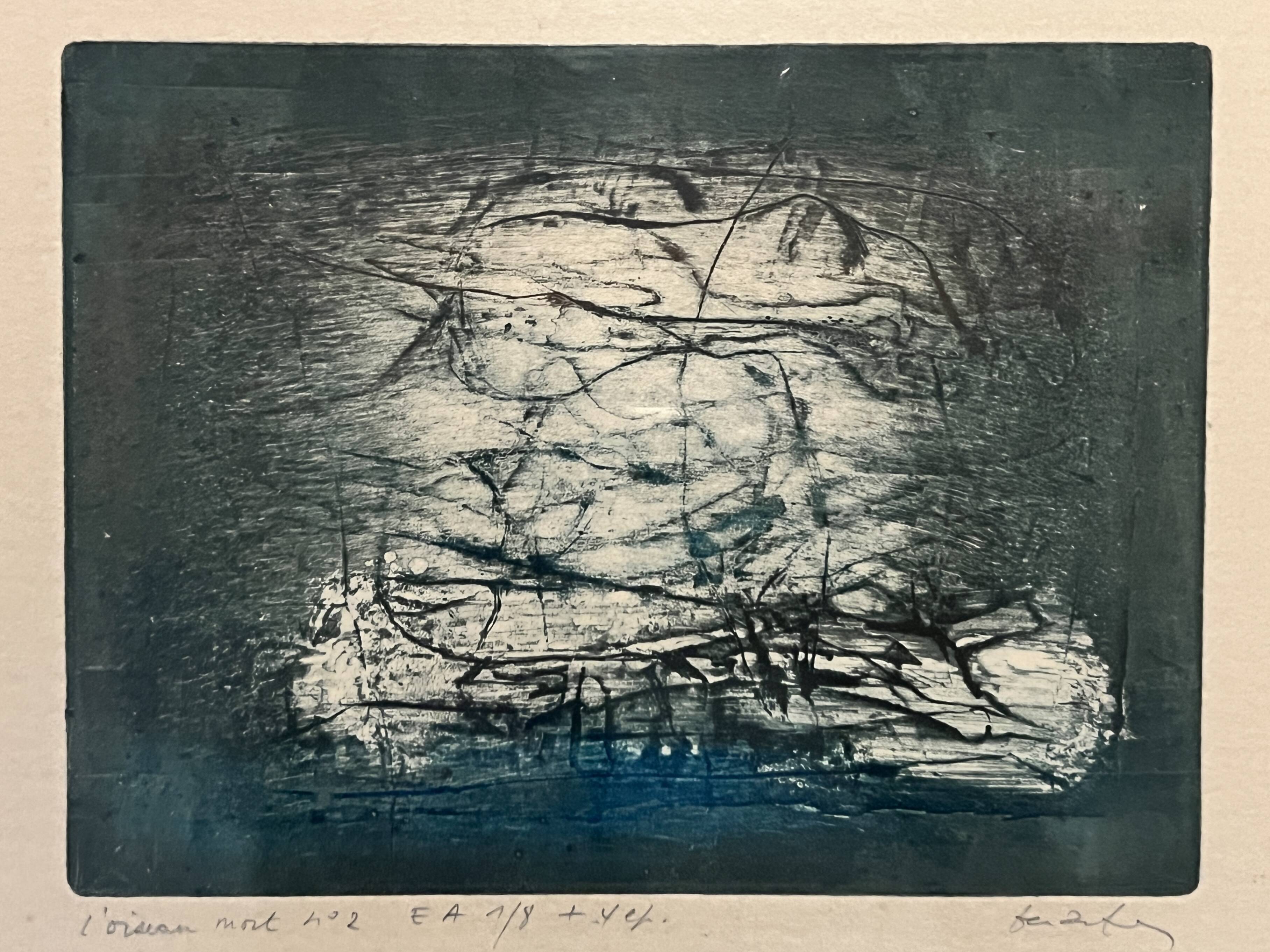 1/8 lithograph framed and signed by the artist oil and mixed media