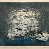 lithographie 1/8 encadré et signé de l'artiste huile et techniques mixtes