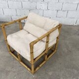 60s bamboo bench and armchair