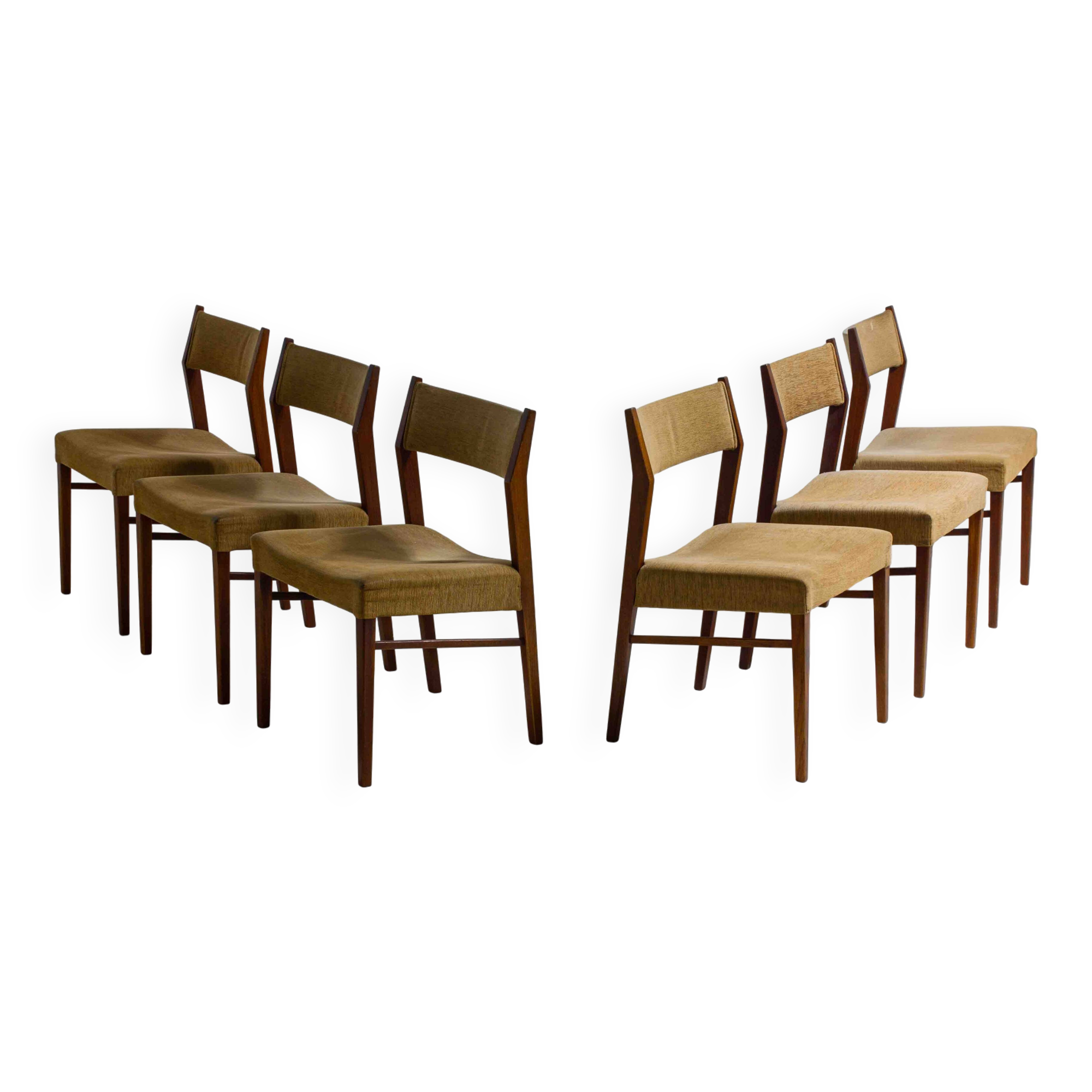Set of 6 minimalist teak dining chairs, Belgium 1960s