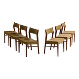 Lot de 6 chaises de salle à manger minimalistes en teck, Belgique années 1960