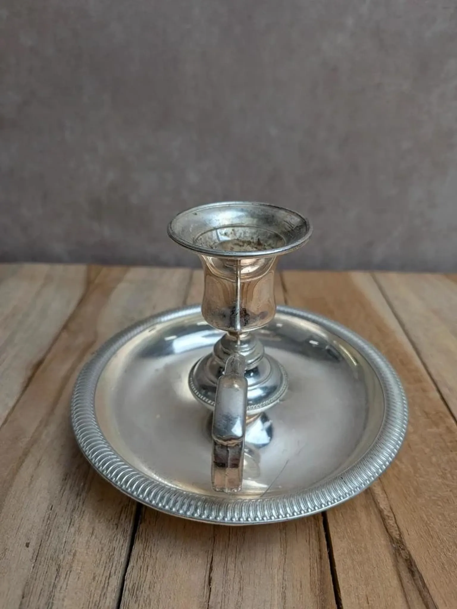 Silver-plated hand candlestick – Rat of the cellar – Vintage