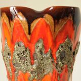 Glazed Ceramic Vase Lava Effect - Brown Orange - Abstract Shape