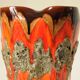 Glazed Ceramic Vase Lava Effect - Brown Orange - Abstract Shape