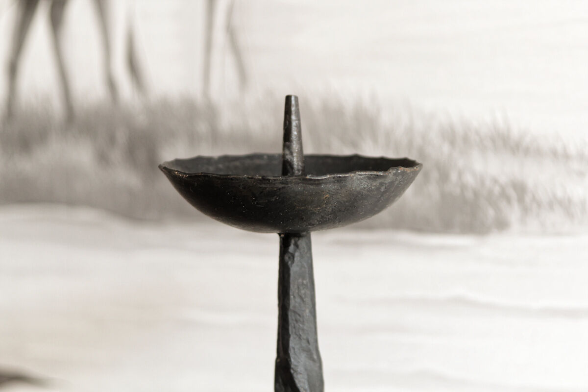 Candlestick picnic wrought iron candle, folk art