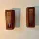 Pair of vintage wall lights, teak and amber glass, Sweden 1960