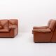 1970’s Vintage Italian design cognac leather lounge chairs