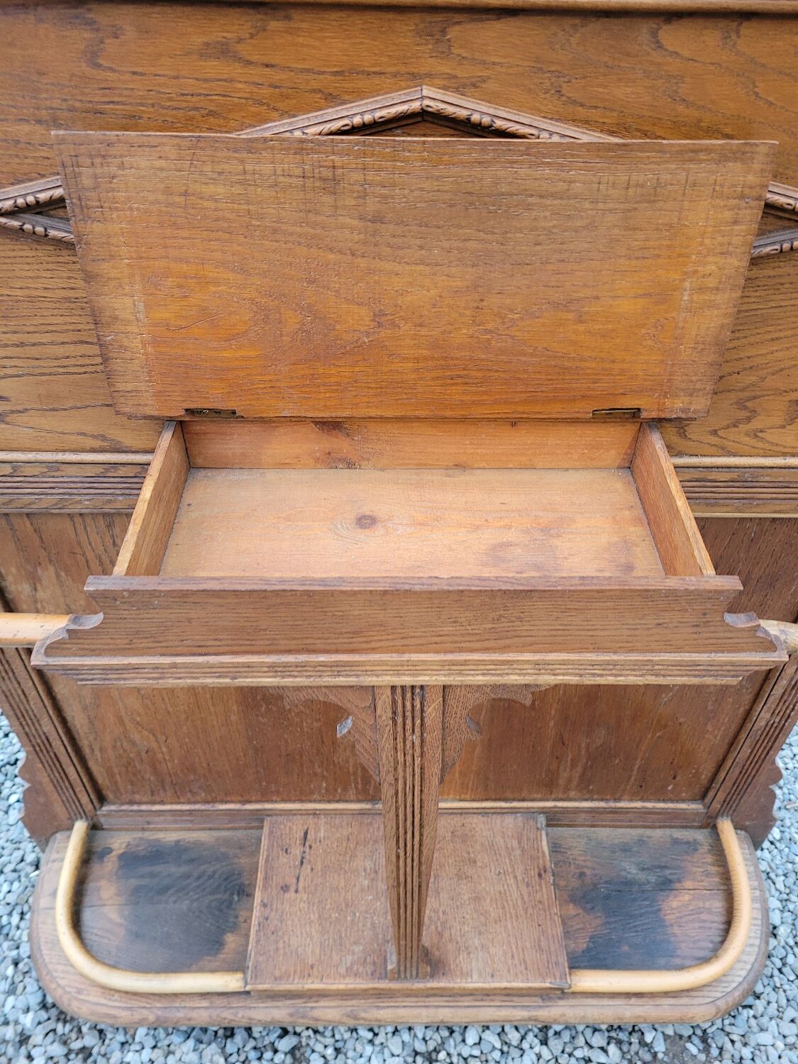 Old oak cloakroom or coat rack