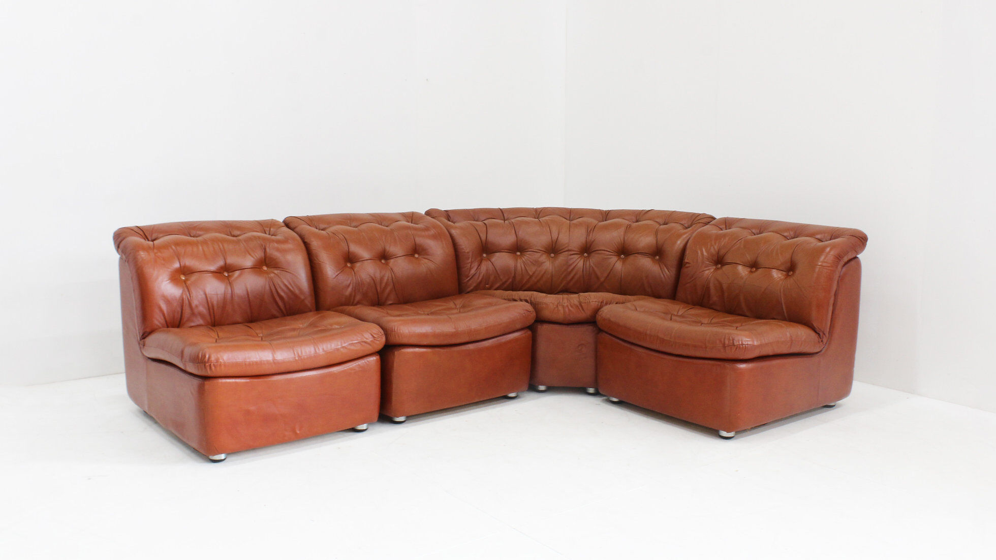 Vintage Italian curved modular sofa 1970s, set of 4