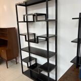 Pierre Vandel Paris shelf, black and gold, 1970s, France