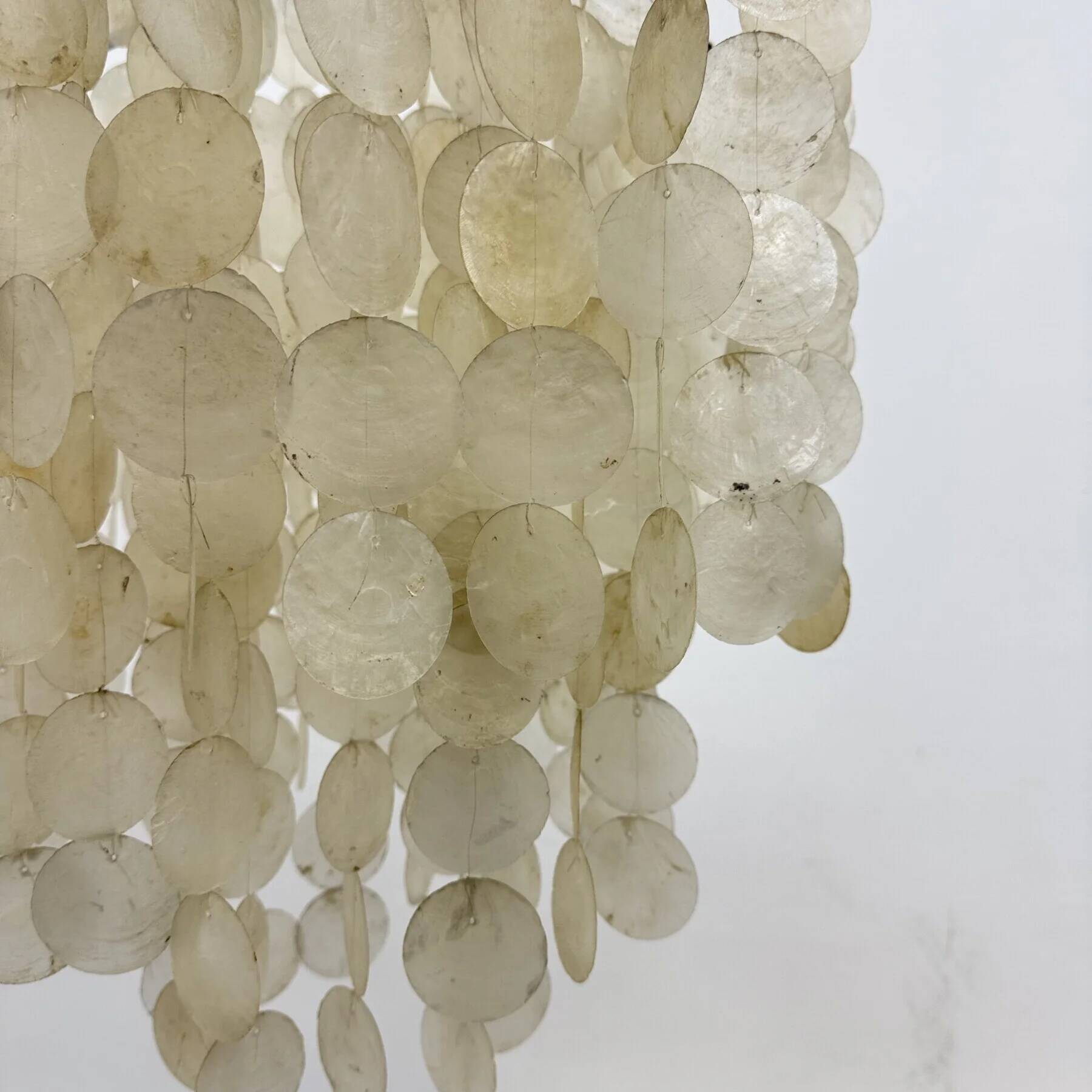 Mid-century mother of pearl Capiz shell Verner Panton style hanging lamp, 1970s