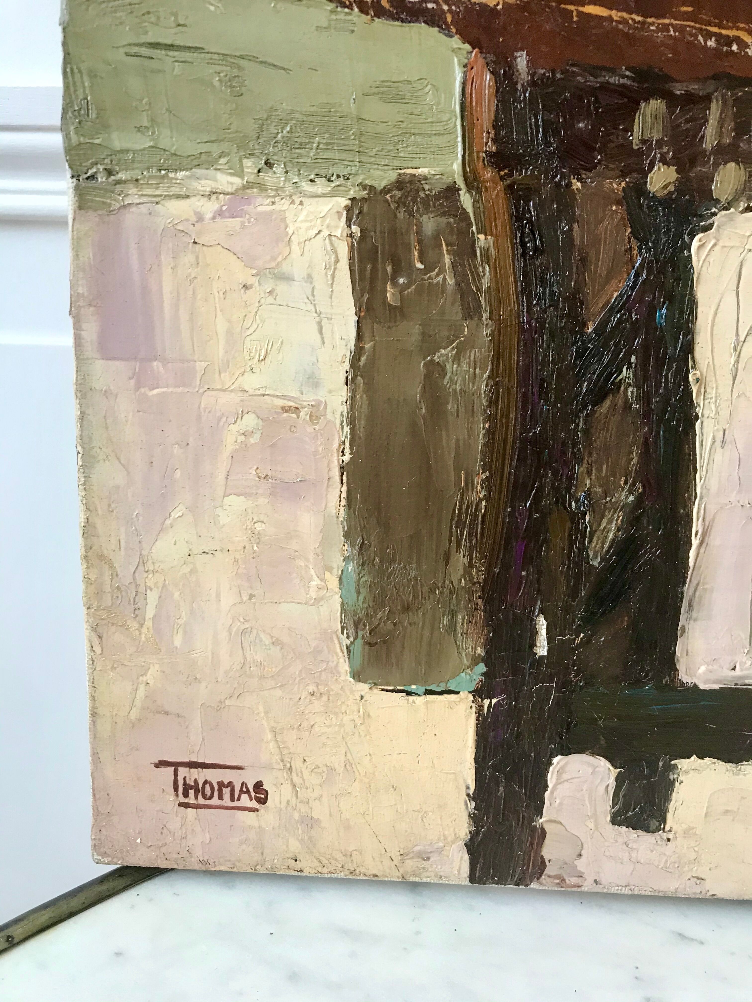 Oil painting on canvas Still life chair signed 50s